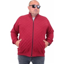 Starbattal Büyük Beden Fermuarlı Hırka Diamond 23281 Bordo %50 Pamuk %50 Poly Uzun Kol Günlük Stil