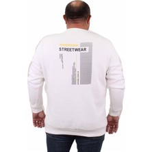 Starbattal Erkek Büyük Beden Sıfır Yaka Sweat Streetwear 23206 Ekru