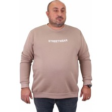 Starbattal Erkek Büyük Beden Sıfır Yaka Sweat Streetwear 23206 Toprak