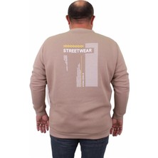 Starbattal Erkek Büyük Beden Sıfır Yaka Sweat Streetwear 23206 Toprak