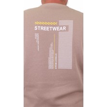 Starbattal Erkek Büyük Beden Sıfır Yaka Sweat Streetwear 23206 Toprak