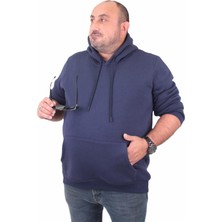 Starbattal Büyük Beden Erkek Kapüşonlu Basic Sweat 11700 Indigo Renk Günlük Kullanım İçin Rahat