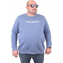 Starbattal Erkek Büyük Beden Sıfır Yaka Sweat Bless 23205 Mavı