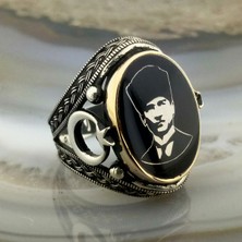 FK Gümüş Mustafa Kemal Atatürk Işlemeli Erkek Yüzük