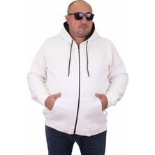 Starbattal Büyük Beden Unisex Kapüşonlu 3ip Sweat 11701 Ekru