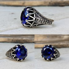 FK Gümüş Saks Mavisi Erkek Gümüş Yüzük