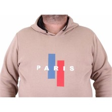 Starbattal Erkek Büyük Beden Kapuşonlu Sweat Paris 23209 Toprak