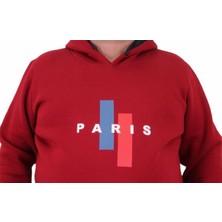 Starbattal Erkek Büyük Beden Kapuşonlu Sweat Paris 23209 Bordo