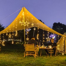 Sufengwen LED Yıldızlar ve Ay Yıldızlar Noel Kar Tanesi Perde Işıkları Yatak Odası Odası Dekorasyon Tatil Işıkları (Yurt Dışından)