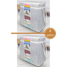 Flosoft 2 Adet Pencereli Saklama Çantası, Yastık Havlu Kıyafet Çamaşır Hurcu Düzenleyici 30X45X50CM 2’li Set