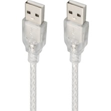 Powermaster 3 Metre 2.0V Şeffaf USB Erkek-Erkek Kablo