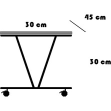 servetavcı V Yazıcı Sehpası - Atlantik Çam 45X30 (Frenli Tekerli)