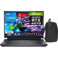 Dell G16 7630 Intel Core I9 13900HX 16GB DDR5RAM 1tb SSD 8gb RTX4070 16 Inç 240Hz Qhd+ Freedos Taşınabilir Bilgisayar G76302401024U02+WEBLEGELSINÇANTA