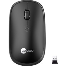 Lenovo Lecoo WS209 Dual Mod 2.4GHz WiFi + Bluetooth 6 Tuşlu 1600DPI Şarjlı Sessiz Kompakt Kablosuz Optik Mouse Siyah