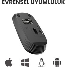 Lenovo Lecoo WS209 Dual Mod 2.4GHz WiFi + Bluetooth 6 Tuşlu 1600DPI Şarjlı Sessiz Kompakt Kablosuz Optik Mouse Siyah