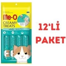 Me-O Creamy Kurutulmuş Füme Ton Balıklı Sıvı Kedi Ödülü 4X15 gr 12'li Paket