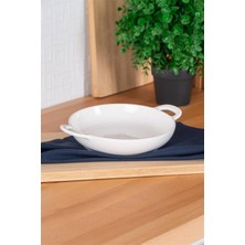 Şirin Eşyalarım Bianco Perla Yuvarlak Kulplu Sunum Tabak - 1 Adet