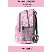 Pastimore Fermuarlı Geniş 1.kalite Su Geçirmez Desenli Bölmeli Üçlü Okul Kalemlik Beslenme Sırt Çanta Seti