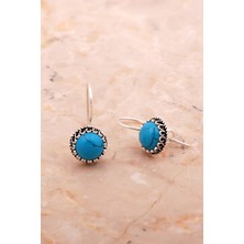 Firuze Taşlı Mini Elişi Gümüş Küpe 6175