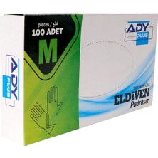 Ady Plus Pudrasız Yeni Nesil Eldiven 100'LÜ Mavi M 12 Paket