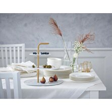 IKEA 24 Parça Ofantlıgt Yemek Takımı Meridyendukkan Beyaz Renk Modern Klasik Set Feldispat Porselen