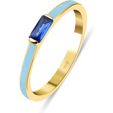 Kairos Jewelry 14 Ayar Altın Mavi Mineli Taşlı Yüzük KRS194-14GRZ