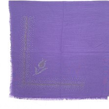Naz İpek Taş Işlemeli Flamlı Yazma Gül Desenli Eşarp 100X100CM