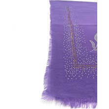Naz İpek Taş Işlemeli Flamlı Yazma Gül Desenli Eşarp 100X100CM