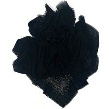 Naz İpek Taş Işlemeli Flamlı Yazma Gül Desenli Eşarp 100X100CM