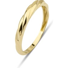 Kairos Jewelry 14 Ayar Altın Kıvrımlı Alyans Yüzük KRS115-14GR