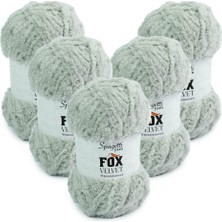 Spagetti Yarn Fox Velvet 5'li Açık Gri Kadife El Örgü Ipliği