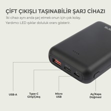 Omars OMPB015 10000MAH Type-C ve USB Çift Çıkışlı Pd 20W Hızlı Şarj Destekli Mini Powerbank