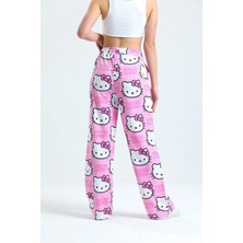 Makiteks Unisex Pembe Hello Kitty Cat Bol Paça Eşofman Altı