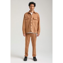 New World Polo Süet Üst Bej Slim Fit Takım 23Fwm64027