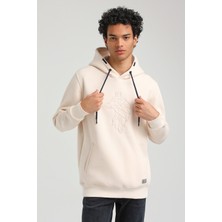 New World Polo Kapüşonlu Ekru Slim Fit Hoodie 23FWM64041