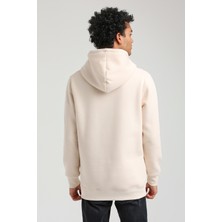 New World Polo Kapüşonlu Ekru Slim Fit Hoodie 23FWM64041