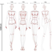 Sagrado Moda Çizimi Cetveller Eskiz Şablonları Cetvel Dikiş Insansı Desenler Tasarım Giyim Ölçme, B Tipi (Yurt Dışından)