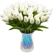 Sagrado 30 Adet Yapay Laleler Çiçekler Gerçek Dokunmatik Laleler Sahte Hollanda Pu Lale Buketi Lateks Çiçek Beyaz Lale (Beyaz) (Yurt Dışından)