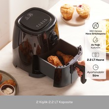 Karaca Smart Cook 60 Dakikaya Kadar Zaman Ayarlı Compact Airfryer Black 2 Kişilik