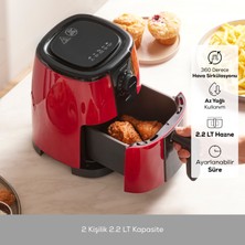 Karaca Smart Cook 60 Dakikaya Kadar Zaman Ayarlı Compact Airfryer Ruby 2 Kişilik