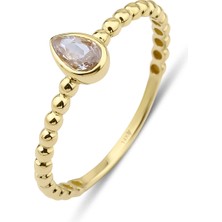 Kairos Jewelry 14 Ayar Altın Damla Kesim Topçuk Yüzük KRS112-14GR