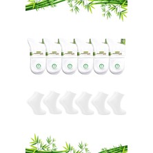 Kardeşler Çorap Bambu Kadın Yarım Konç Düz Beyaz Çorap Dikişsiz 6'lı Paket