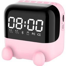 Gorgeous Kablosuz Fm Radyo Bluetooth Hoparlör Masaüstü Çalar Saat -Pembe (Yurt Dışından)