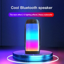 Gorgeous Bluetooth Hoparlör 3D Renkli LED Işık Taşınabilir Hifi Hoparlör (Siyah) (Yurt Dışından)