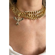 Siyah Anka Detaylı Choker Kolye