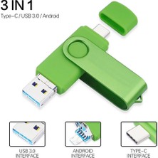 Gorgeous 3'ü 1 Arada USB Flash Sürücü Type-C+Mikro-Usb+Usb3.0 Mini Memory STICK-32G (Yurt Dışından)