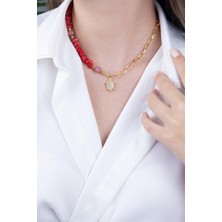 Sose Moda Doğal Kırık Taş ve Zincir Kaplumbağa Kolye