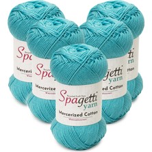 Spagettiyarn Mercerized Cotton 5'li Turkuaz El Örgü Ipliği