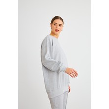 Basic Park Next Yandan Yırtmaçlı Oversize Pamuklu Gri Alt Üst Takım