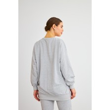 Basic Park Next Yandan Yırtmaçlı Oversize Pamuklu Gri Alt Üst Takım